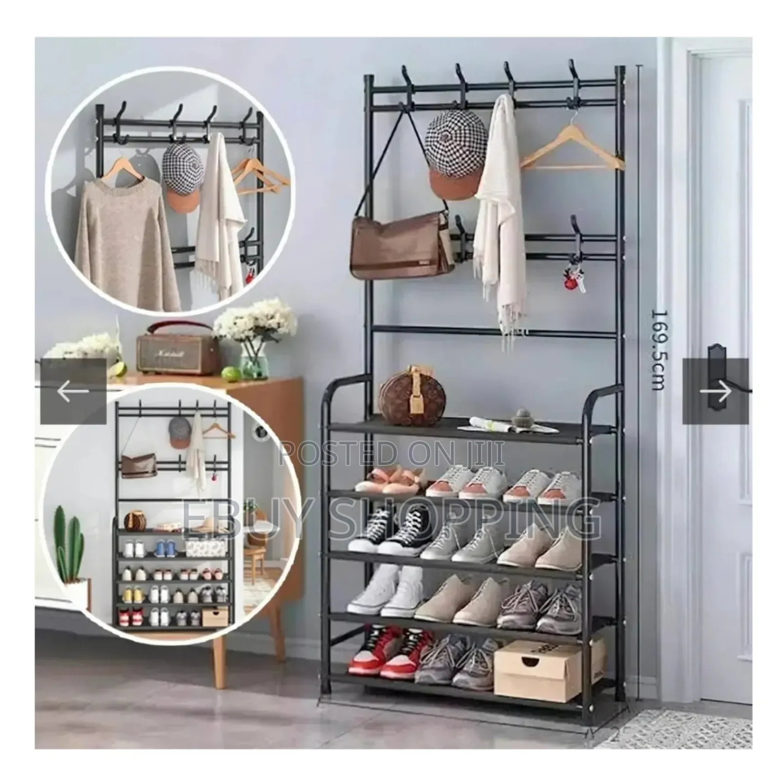 Large Capacity L-Shaped Clothes Storage Rack