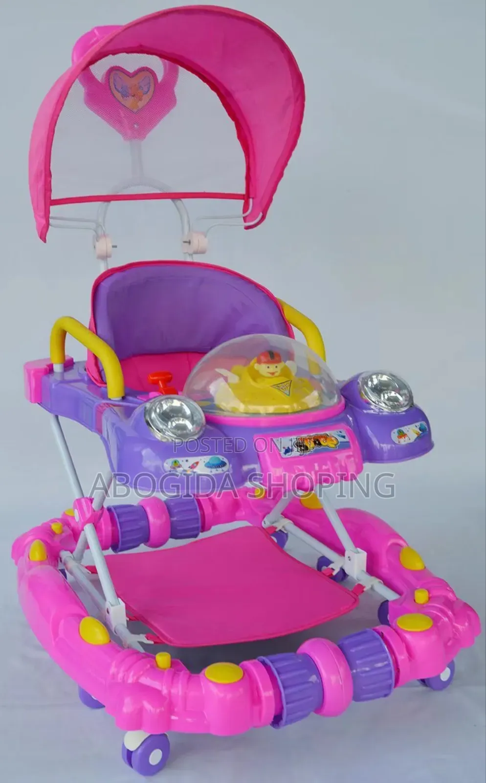 Baby Walker With Canopy Play Panel Adjustable Fun