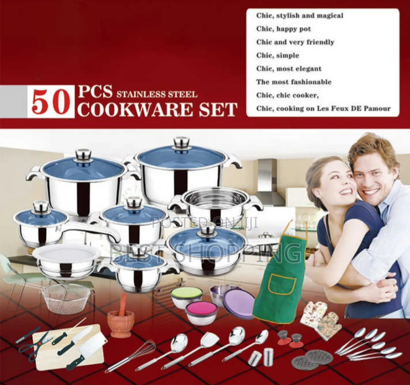 Zegter 50 PCS Stainless Steel Cookware Set