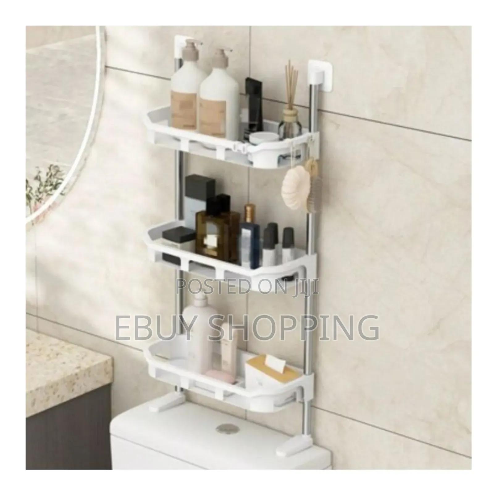 Space-Efficient Bathroom Shelf – No Installation Needed