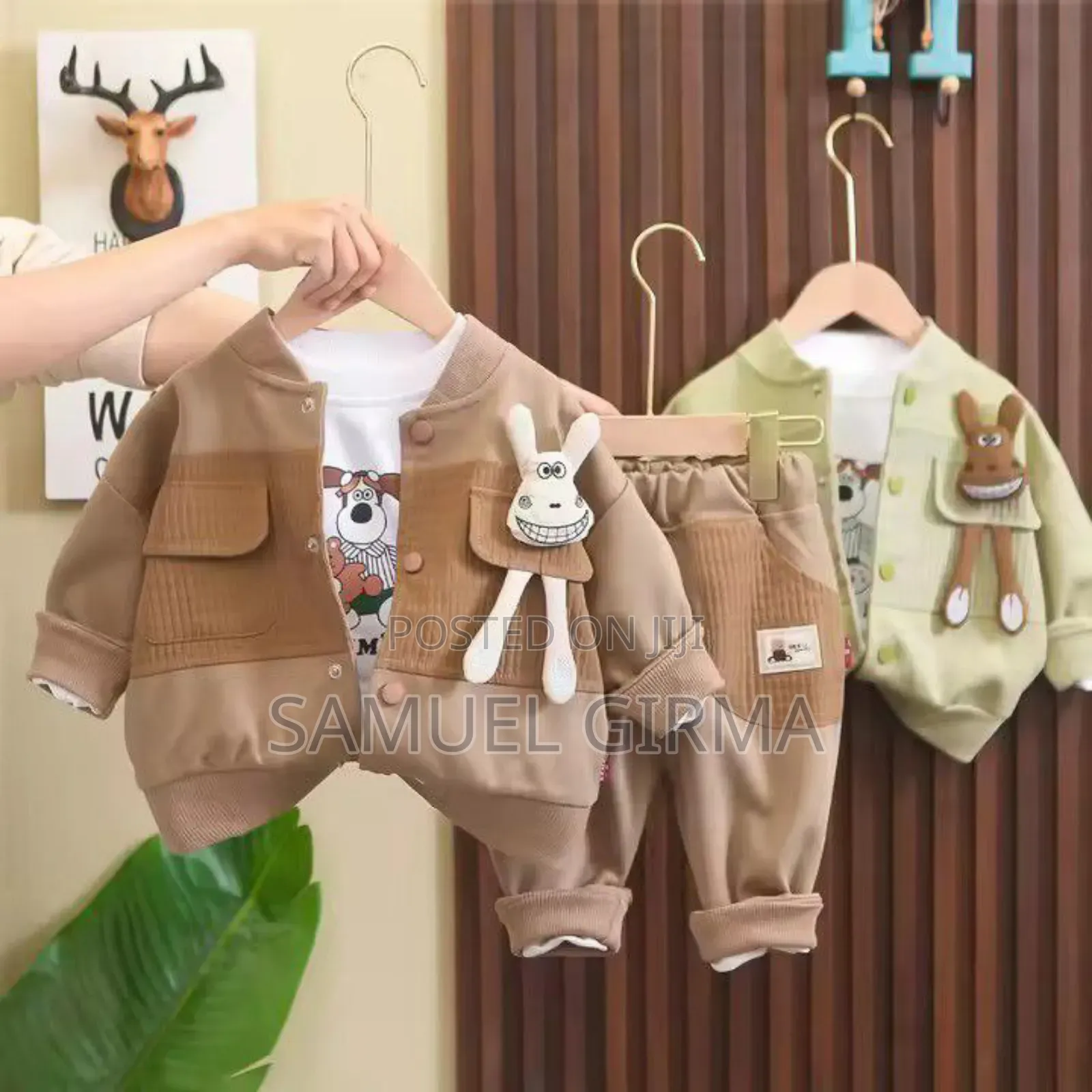 Unisex Cartoon Doll Fleece 2 Piece Set Outfit