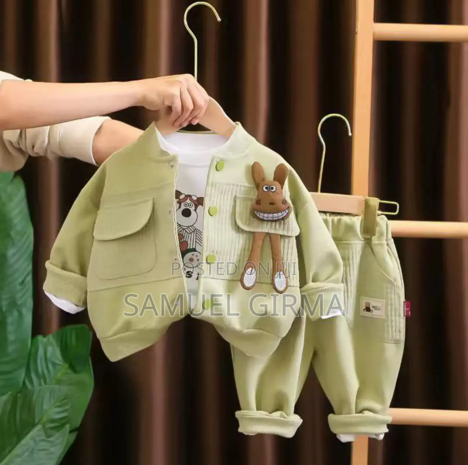 Unisex Cartoon Doll Fleece 2 Piece Set Outfit