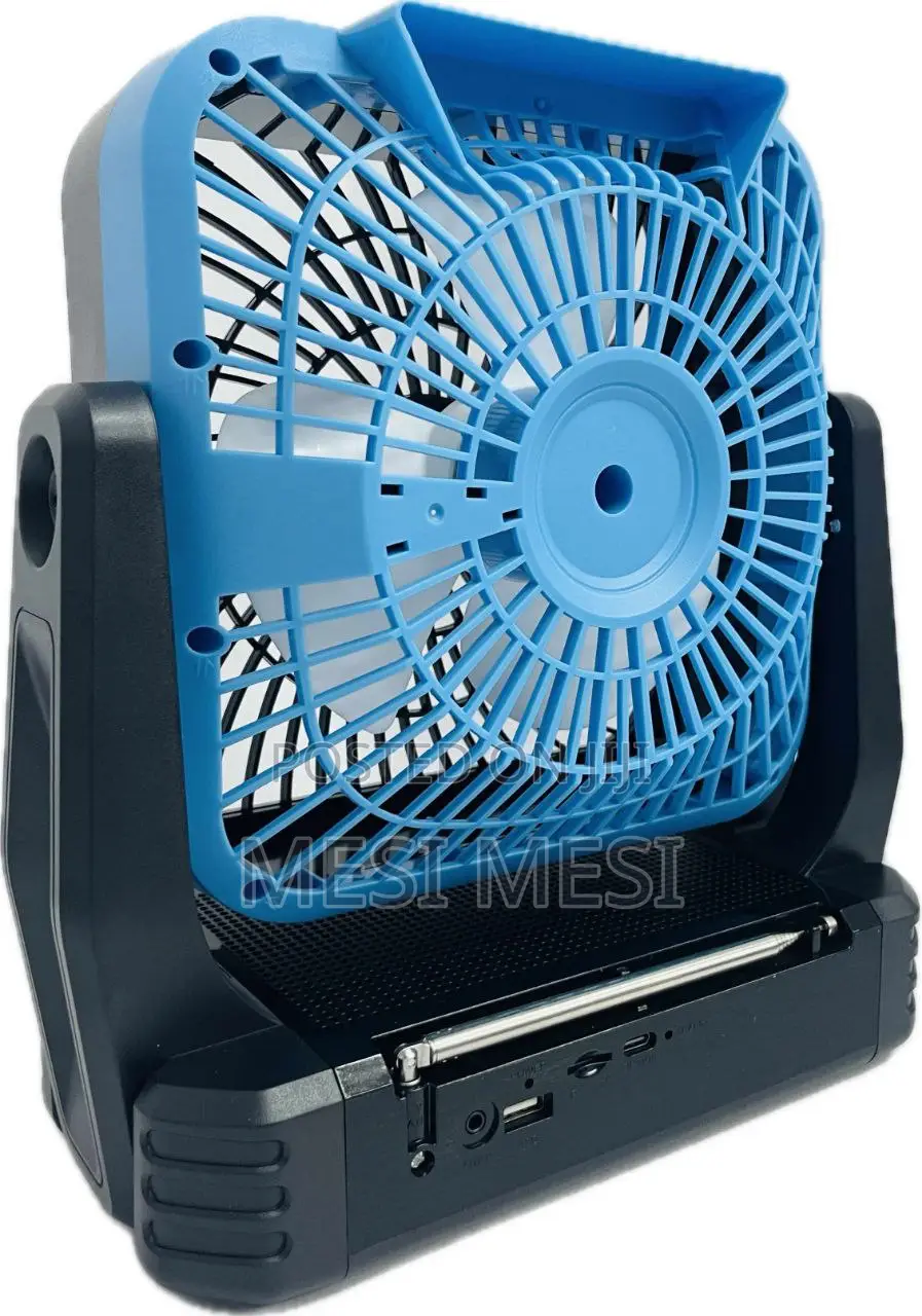 Solar-Charged Wireless Speaker With an 8-Inch Fan
