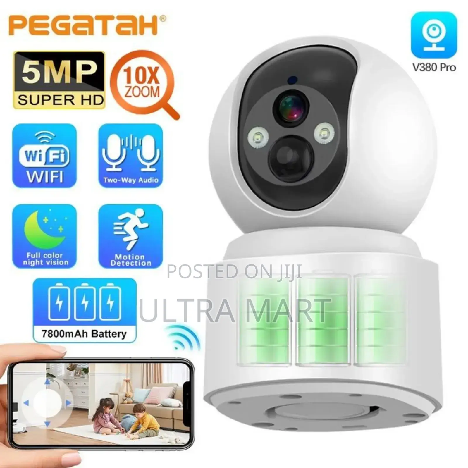 Rechargeable Sim Support 
Camera