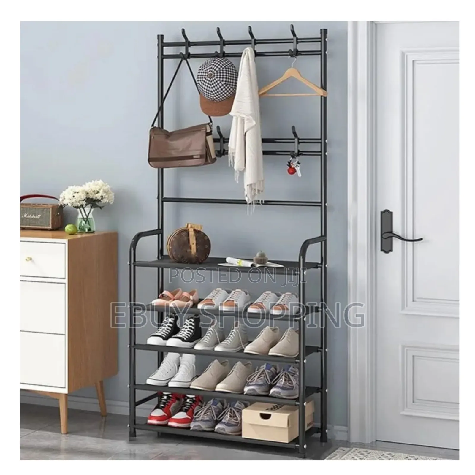 Space-Saver 5-Tier L-Shaped Clothes Rack