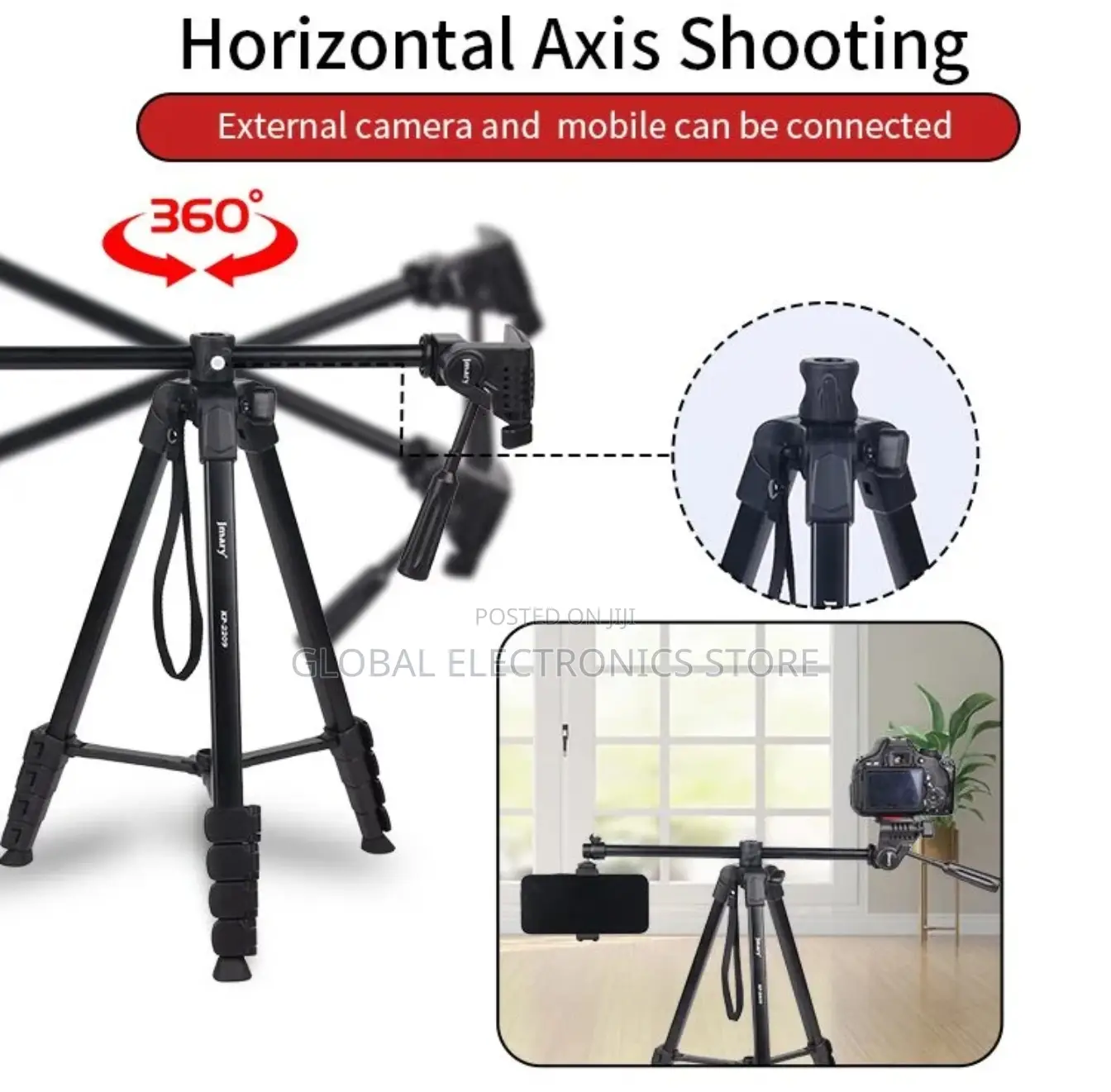 Jmary 1.7m Horizontal Axis Tripod With Extendable Arm