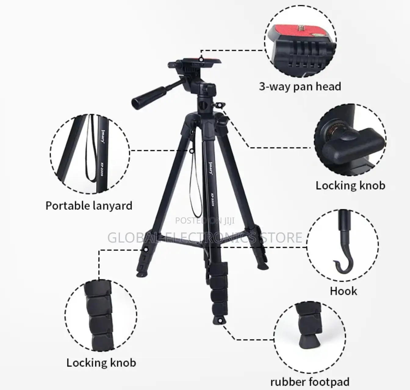 Jmary 1.7m Horizontal Axis Tripod With Extendable Arm
