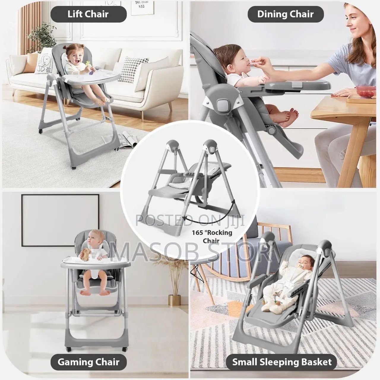 5-in-1 High Chair Multifunction】 ከመመገቢያነት በተጨማሪ ዥዋዥዌ የሚሆን