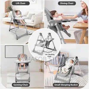 Photo - 5-in-1 High Chair Multifunction】 ከመመገቢያነት በተጨማሪ ዥዋዥዌ የሚሆን