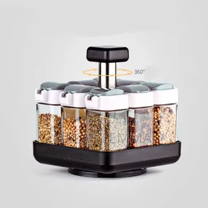 8pcs Rotating Spice Rack የጥራጥሬ ማስቀመጫ