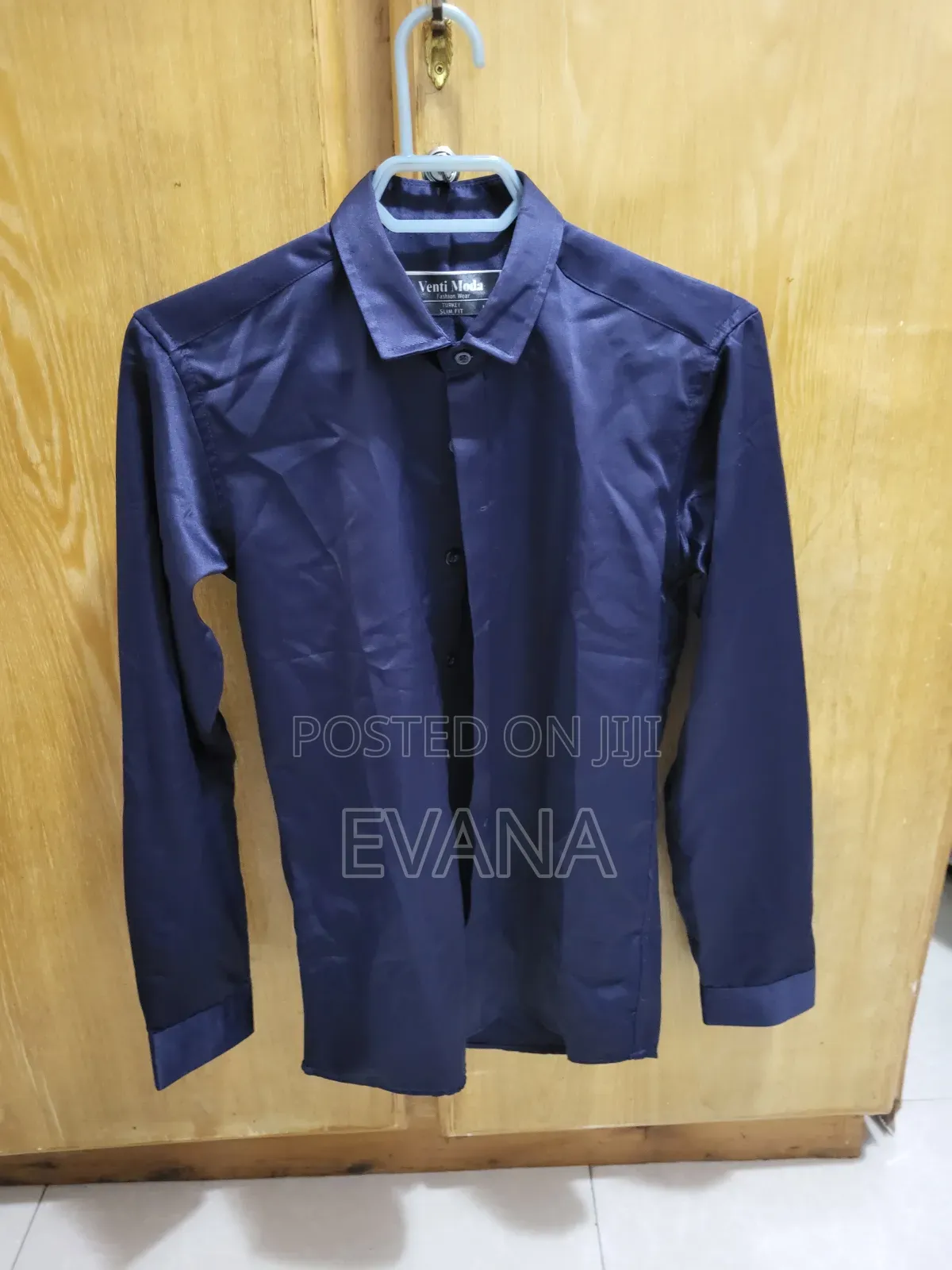 Office and Casual Formal Shirt Silk Navy Blue Size L