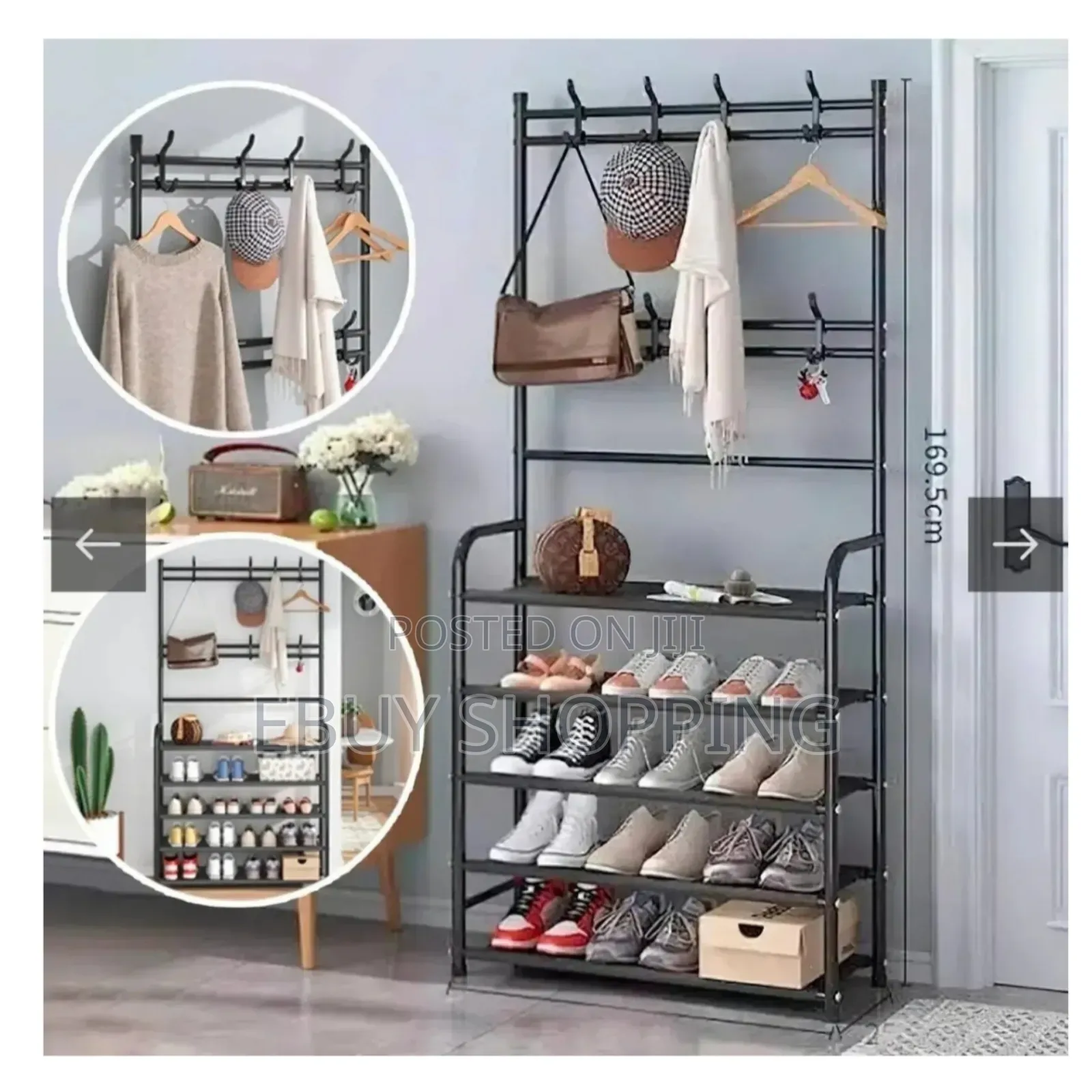 Space-Saving 5-Tier L-Shaped Clothes Rack