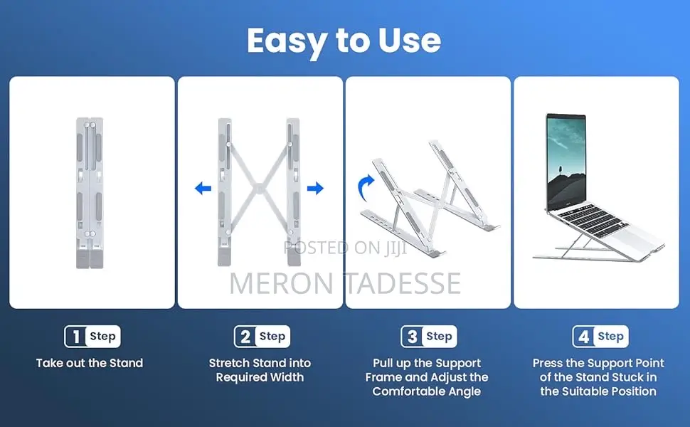 የብረት የላፕቶፕ ማስቀመጫ | ተጣጣፊ | ለቢሮ ለቤት Steel Laptop Stand