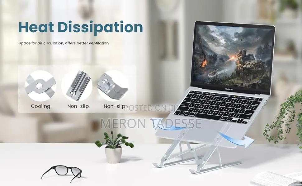 የብረት የላፕቶፕ ማስቀመጫ | ተጣጣፊ | ለቢሮ ለቤት Steel Laptop Stand