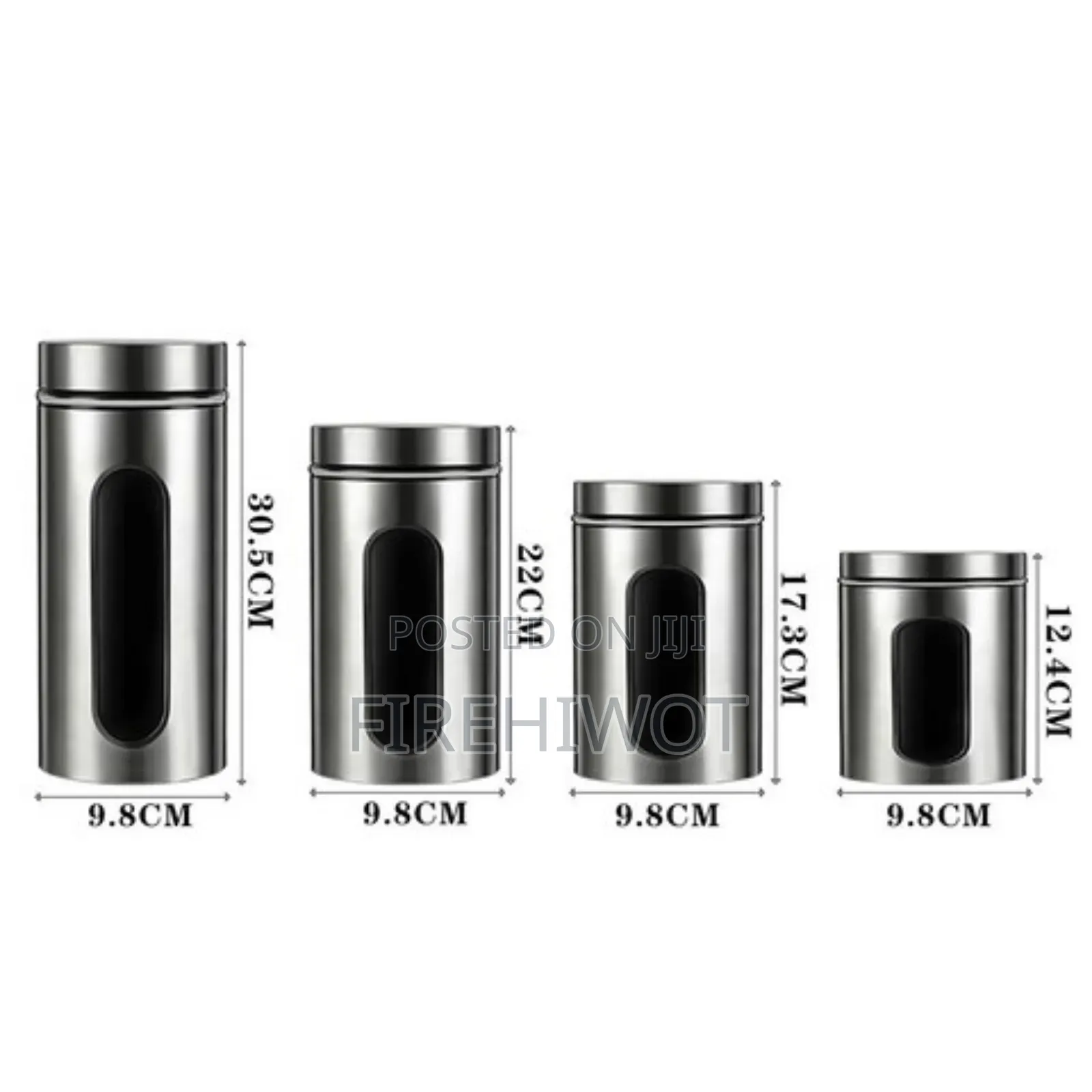 Set of 4 Stainless Steel Food Storage Containers