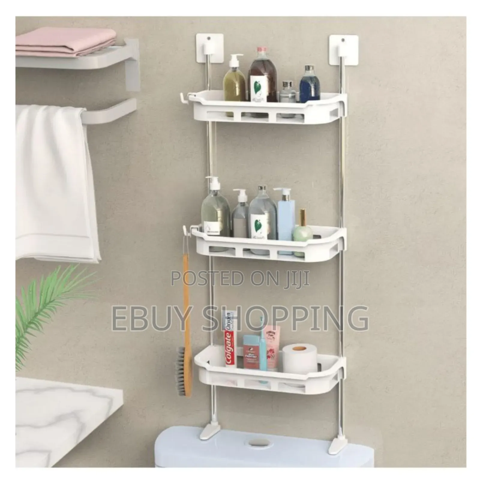 **Multi-Tier Bathroom Rack – Store Towels, Soaps More!**