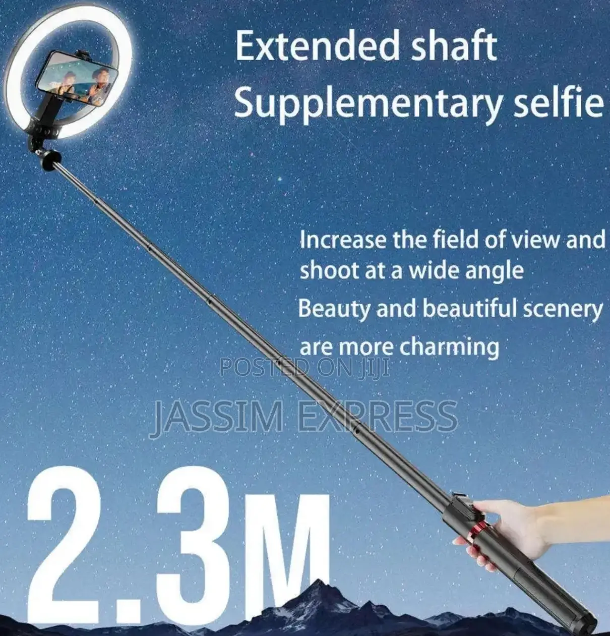 Selfi Stick + Ringlight With 2.3 Meter Stand