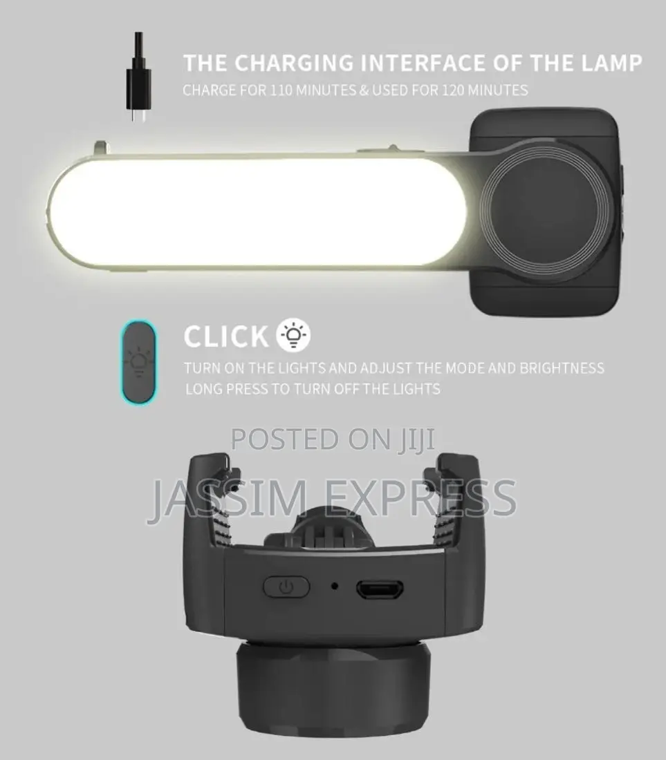 360° የሚሽከረከር Gimbal Stabilizer With Fill Light and Tripod