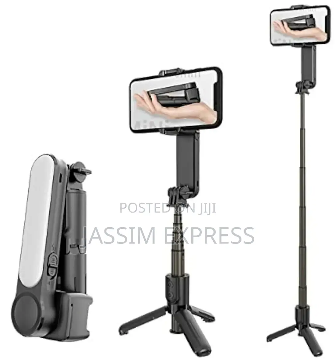 360° የሚሽከረከር Gimbal Stabilizer With Fill Light and Tripod