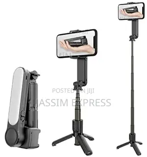 360° የሚሽከረከር Gimbal Stabilizer With Fill Light and Tripod