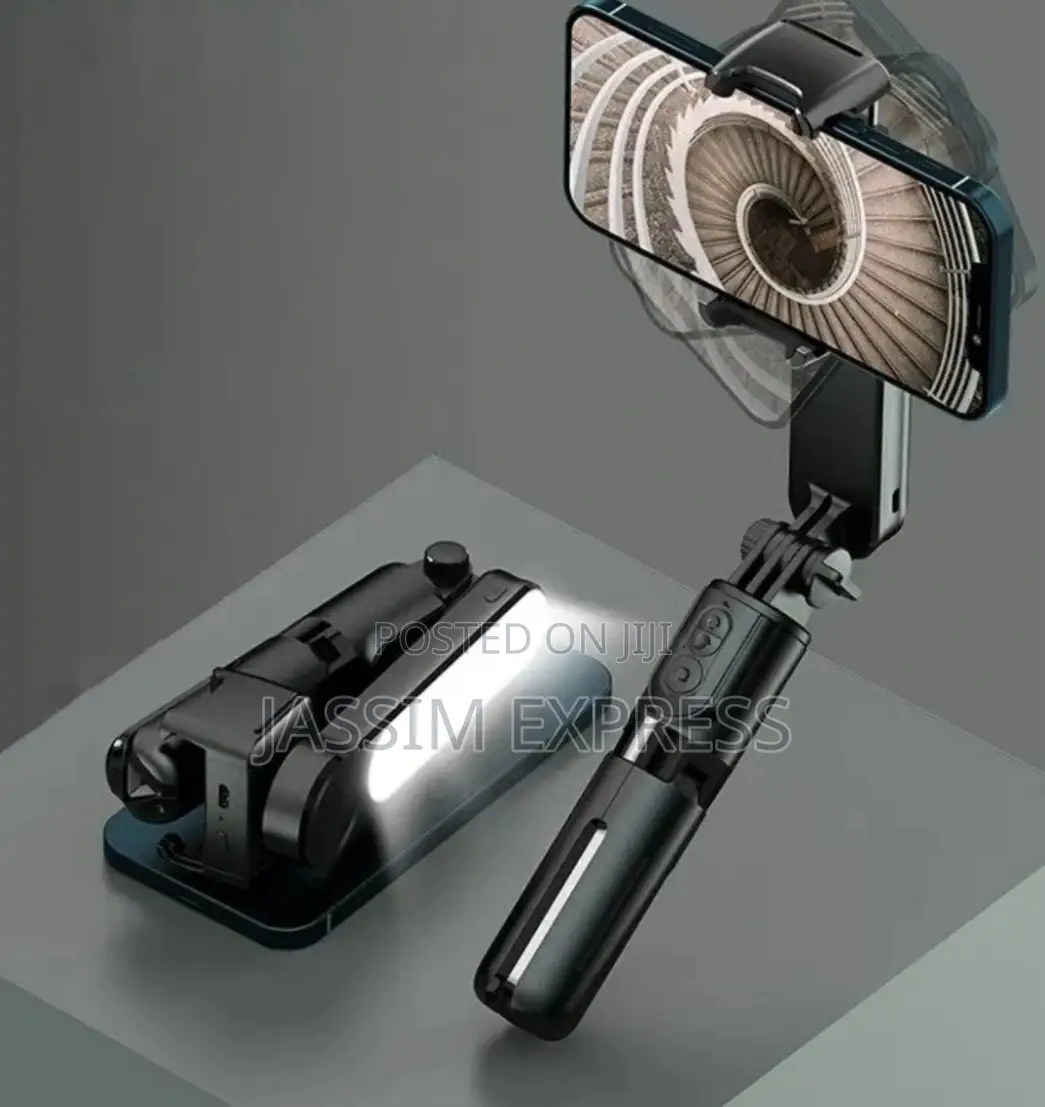 360° የሚሽከረከር Gimbal Stabilizer With Fill Light and Tripod