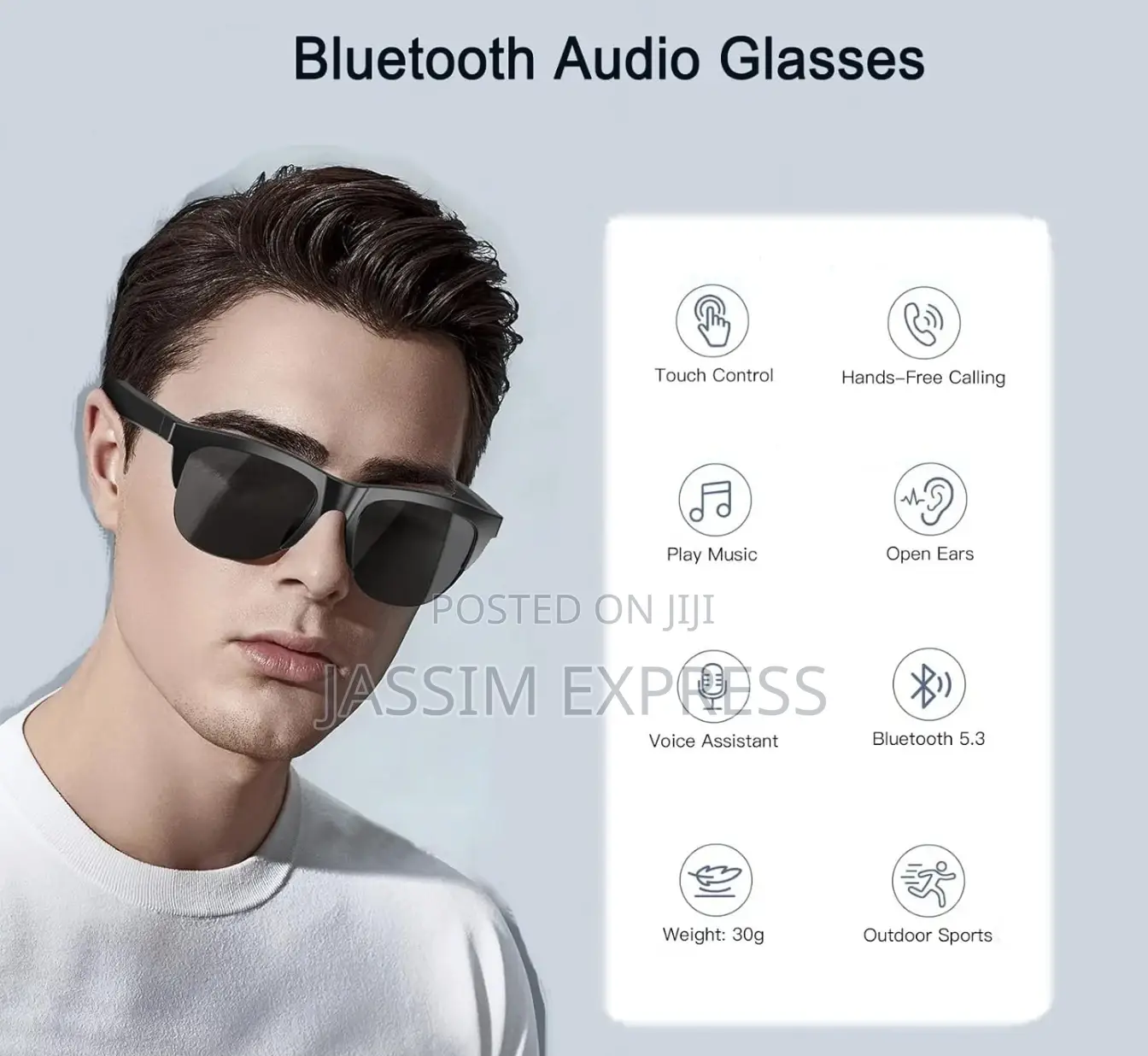 Smart Glasses Open Ear Bluetooth Sunglass 5.3 Music Calling