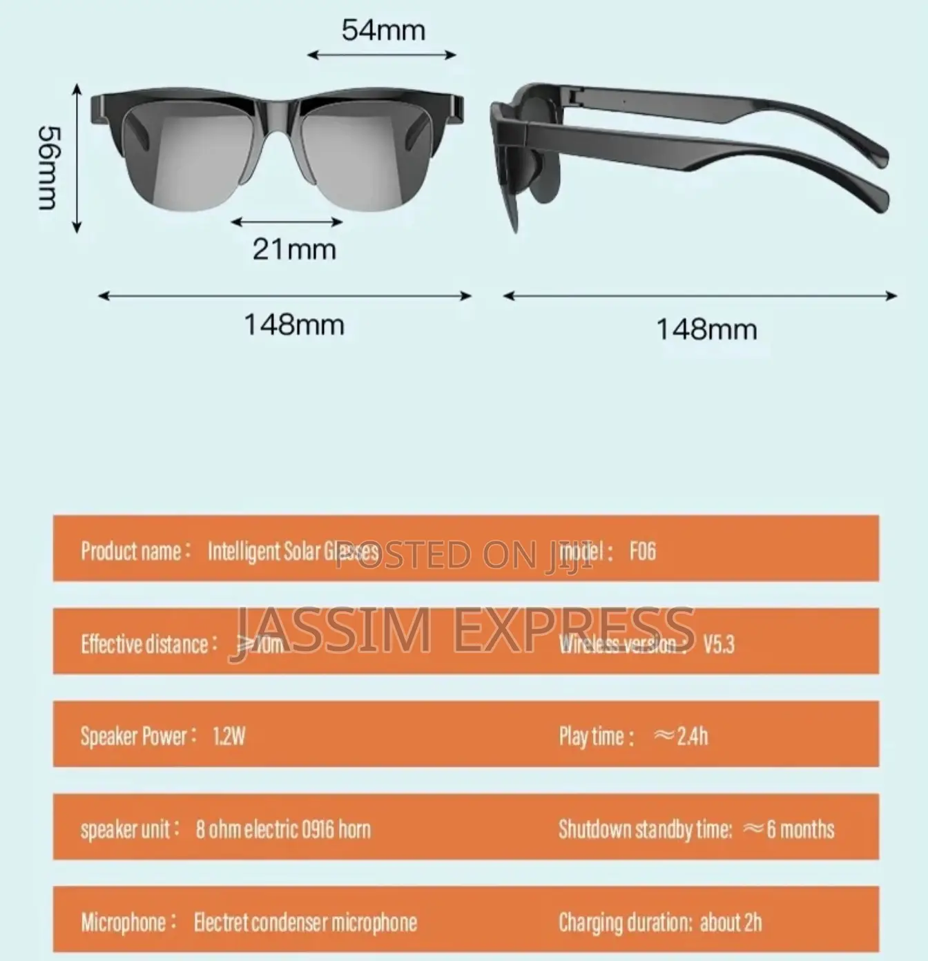TWS Smart Sunglass (ሙዚቃ ለማዳመጥ, ስልክ ለማውራት የሚያገለግል ስማርት መነፀር )