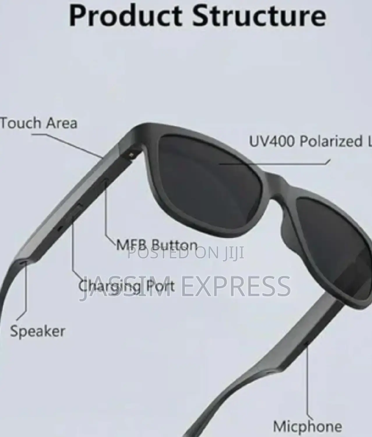 Original Polarized ስማርት መነጽር (Bluetooth 5.3 Anti-blue Light)