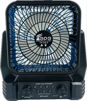 Solar-Charged Wireless Speaker With an 8-Inch Fan