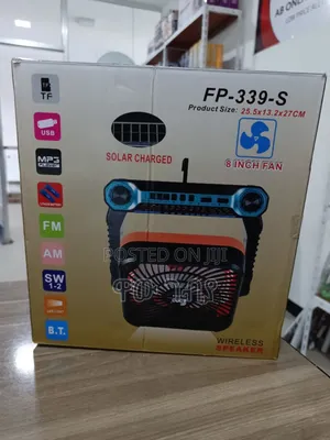Solar-Charged Wireless Speaker With an 8-Inch Fan
