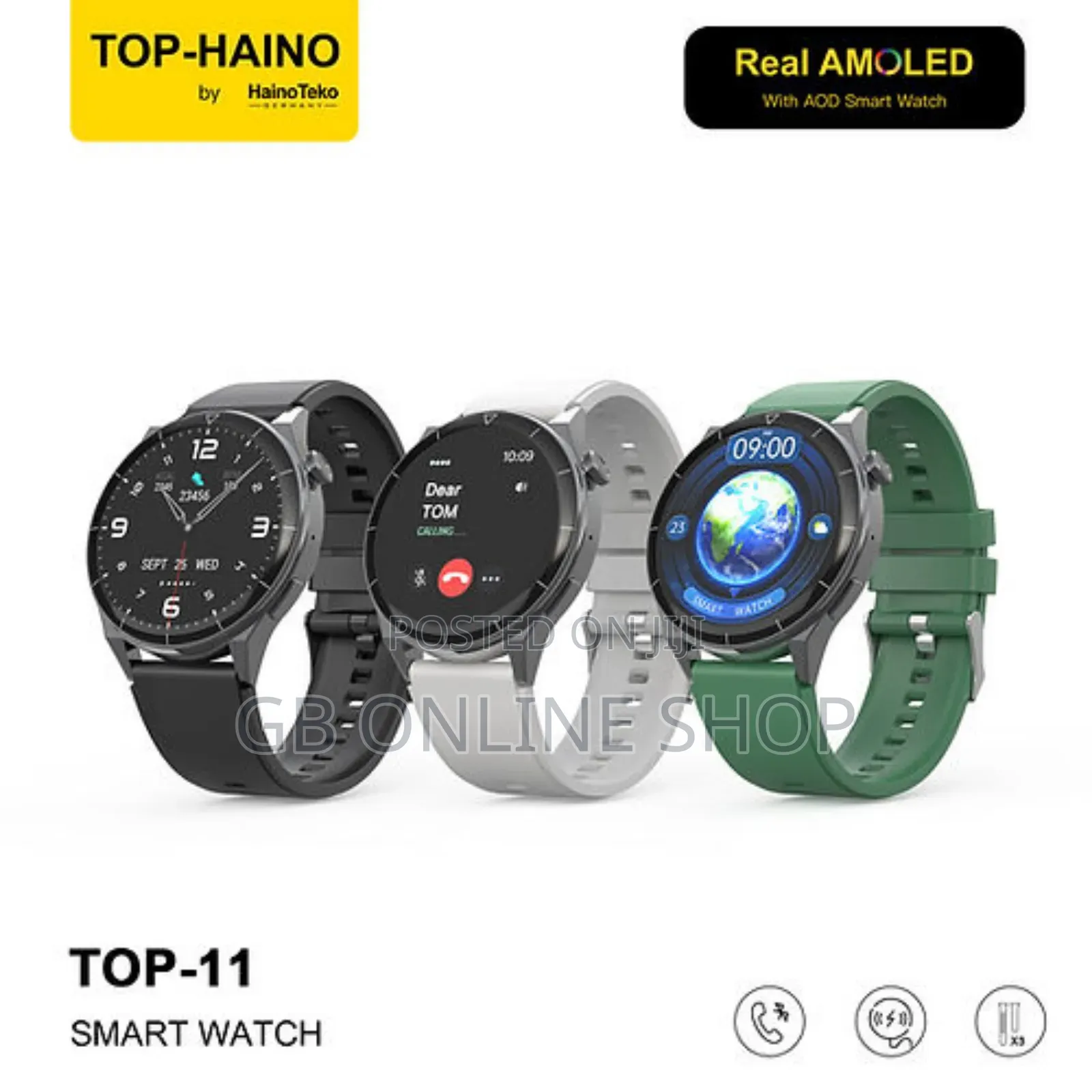 Haino Teko Top-11 Real Amoled Screen With 3 Pairs Strap