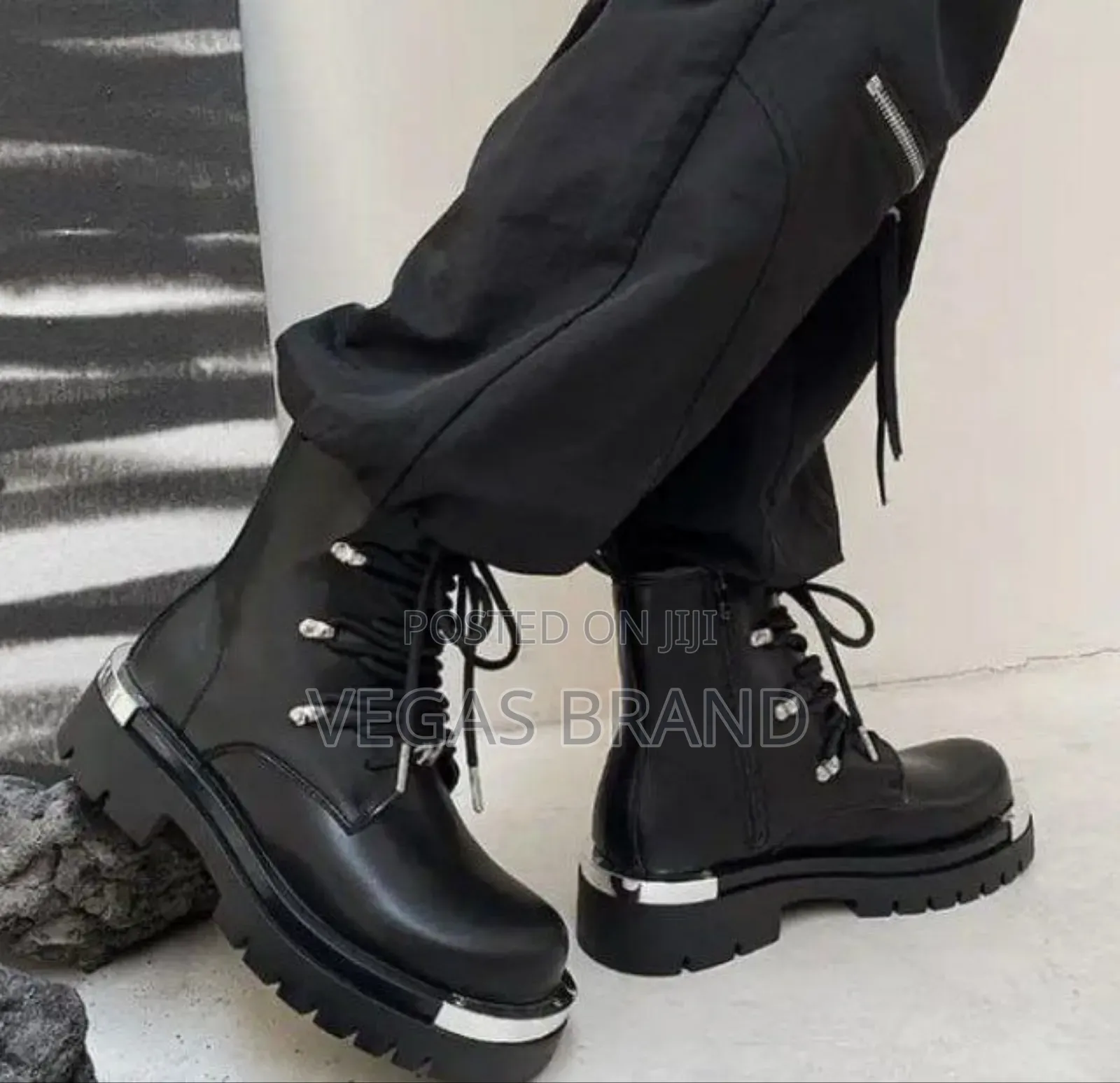 Men's Black Patent Leather Boots Master Quality Shoes