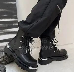 Men's Black Patent Leather Boots Master Quality Shoes