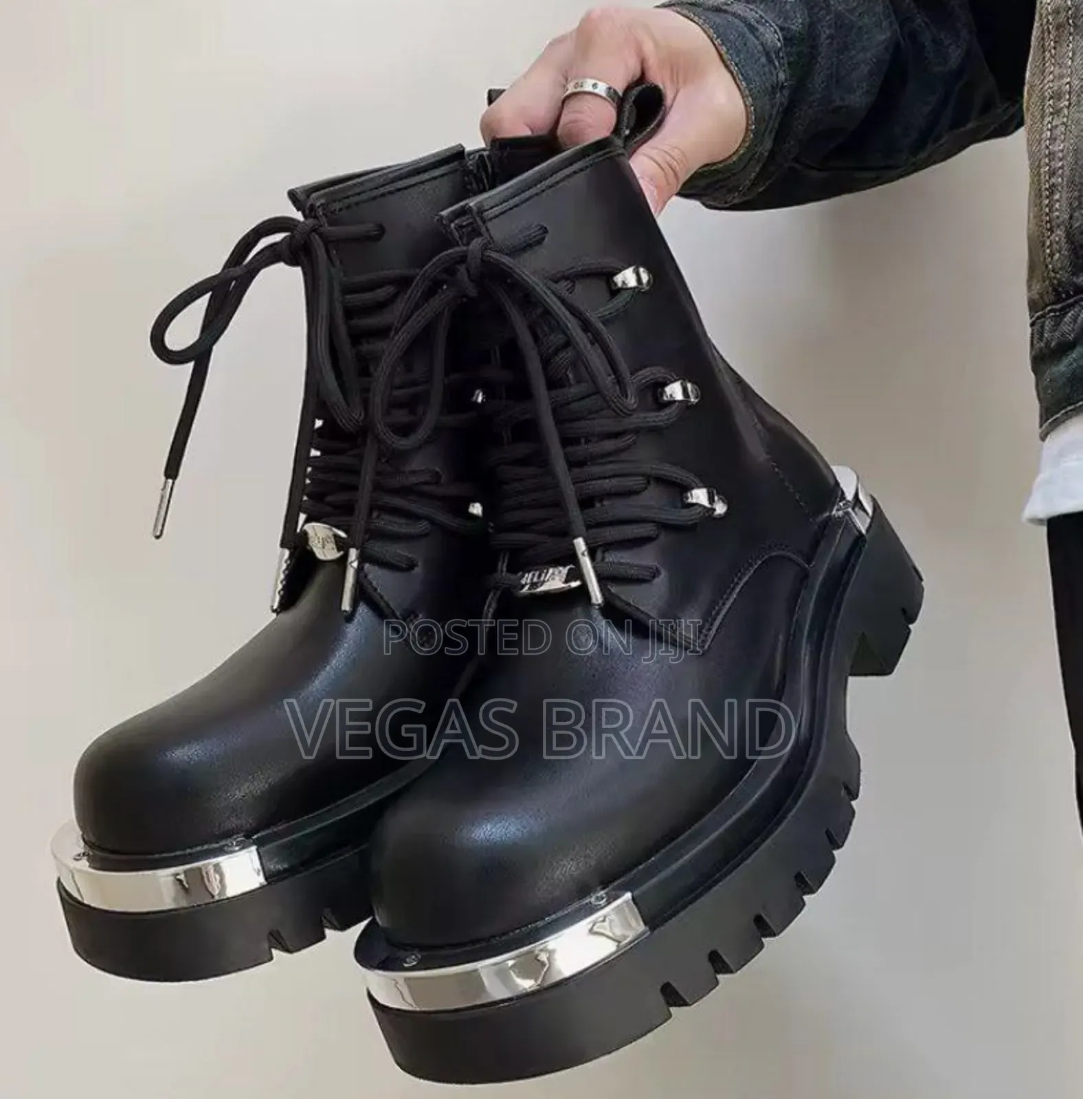 Men's Black Patent Leather Boots Master Quality Shoes