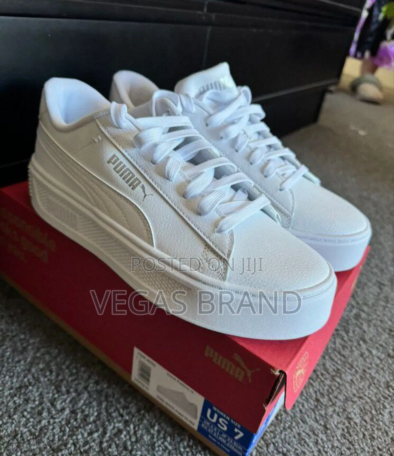 Puma Men's Smash Platform Triple White Master Quality Shoes