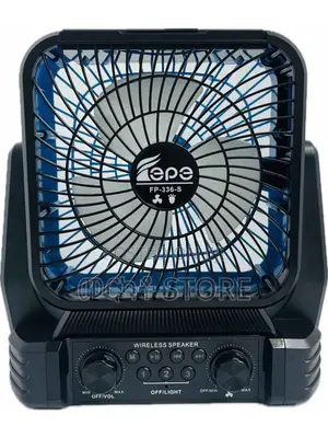Solar-Charged Wireless Speaker With an 8-Inch Fan