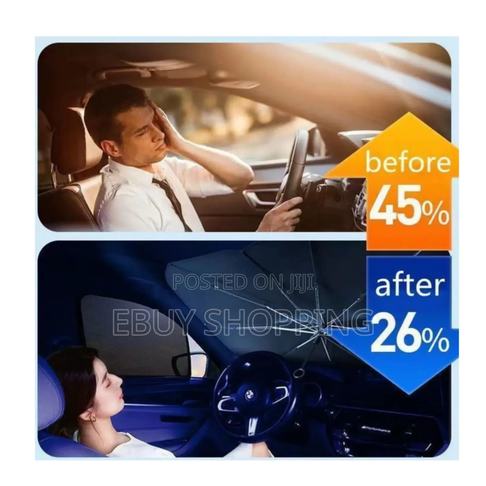 Uv Sun and Heat Reflector Foldable Car Sunshade Umbrella