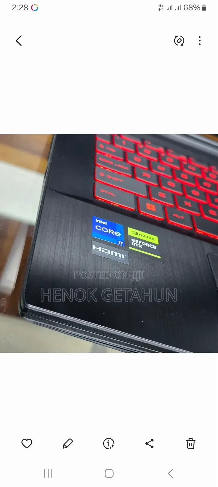 New Laptop MSI GF63 16GB Intel Core I7 SSD 1T