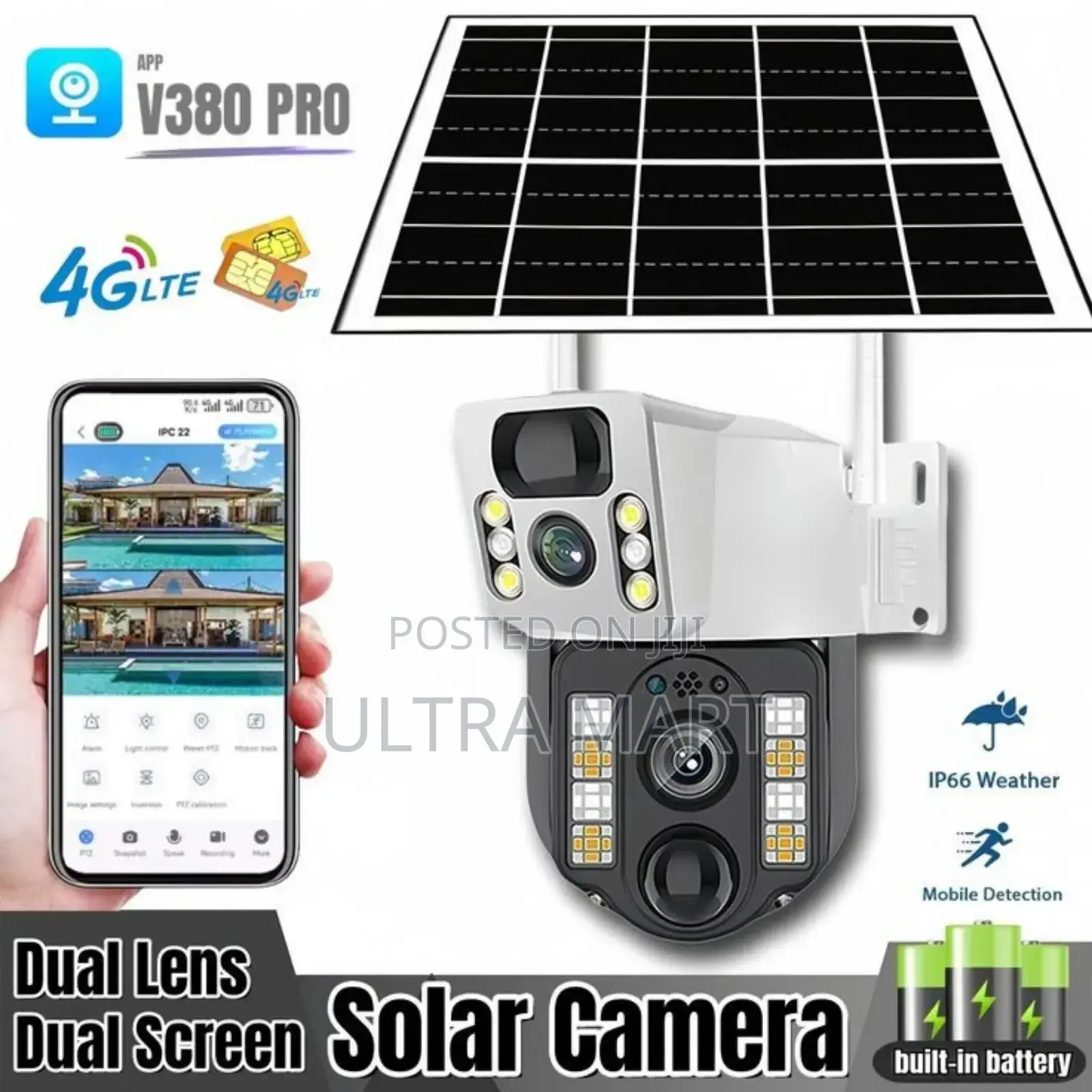 Rechargeable Sim Support 
Camera ( With Solar Panel )