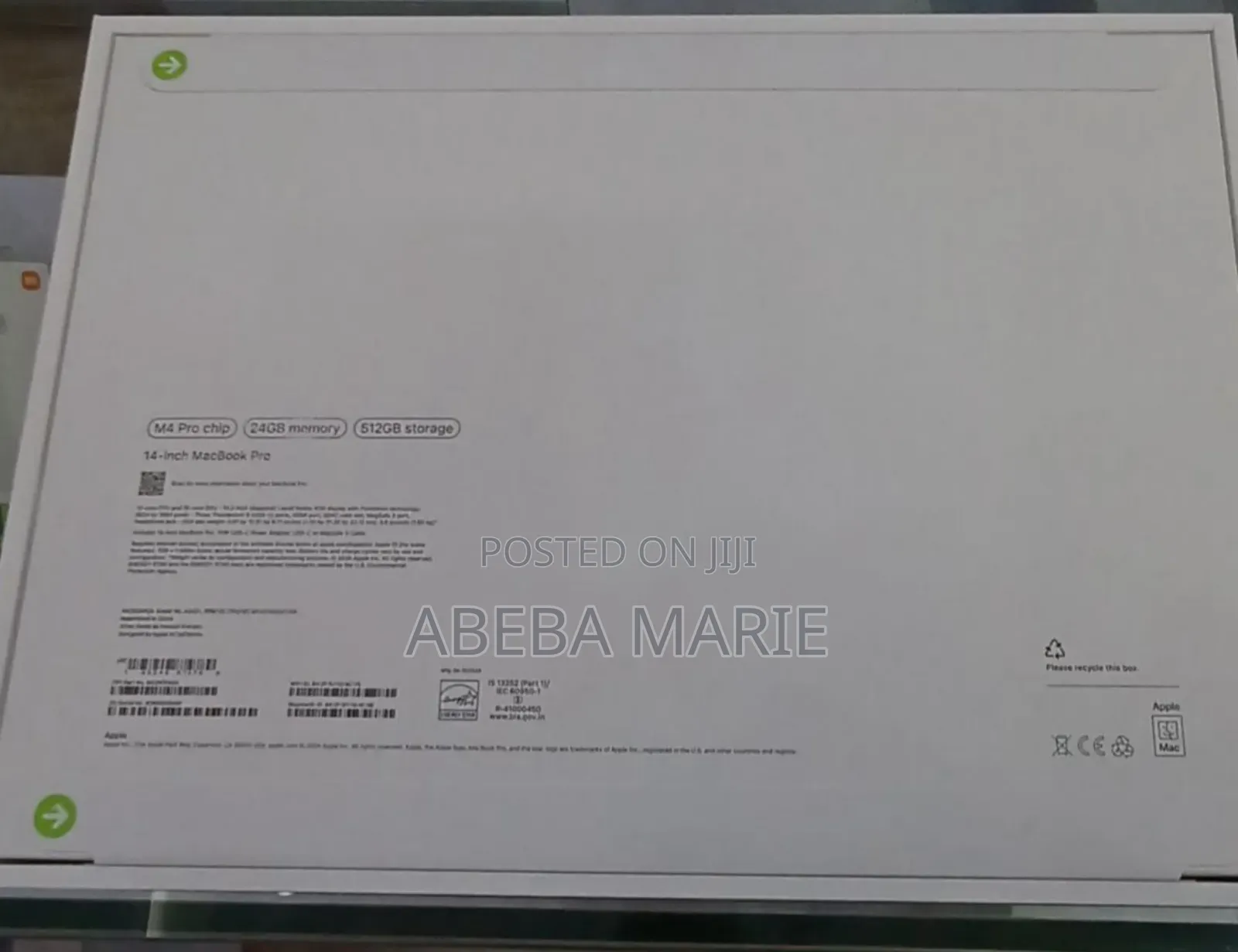 New Laptop Apple MacBook Pro 2024 M4 14-Inch 16GB Apple M4 Pro SSD 1T