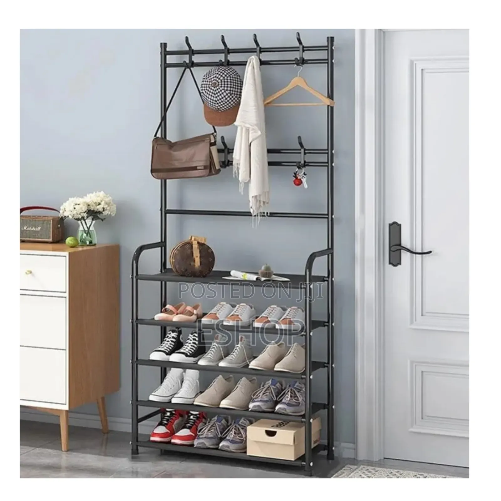 Quick Setup Foldable Clothing Rack With Shelves
