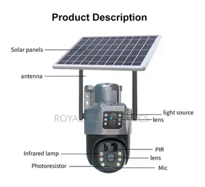 ባትሪ ያለው በፀሀይ ብርሀን ቻርጅ መደረግ ሚችል Sim Card የሚቀበል Dual Lens CCTV