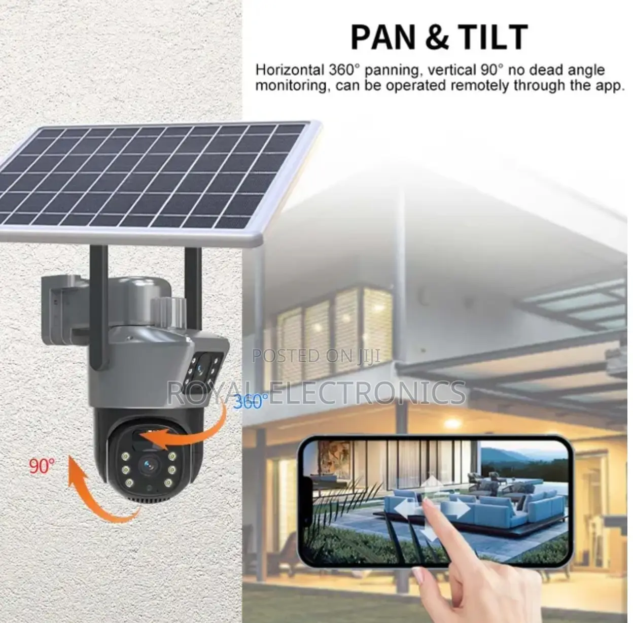 ባትሪ ያለው በፀሀይ ብርሀን ቻርጅ መደረግ ሚችል Sim Card የሚቀበል Dual Lens CCTV