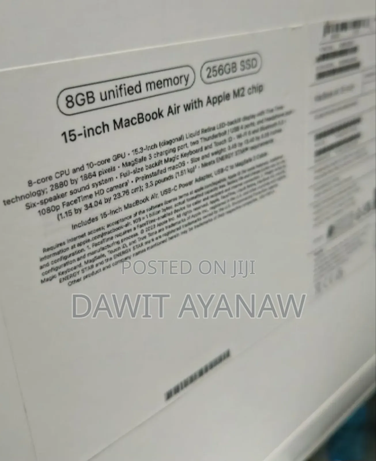 New Laptop Apple MacBook Air 2022 M2 8GB Apple M2 SSD 256GB