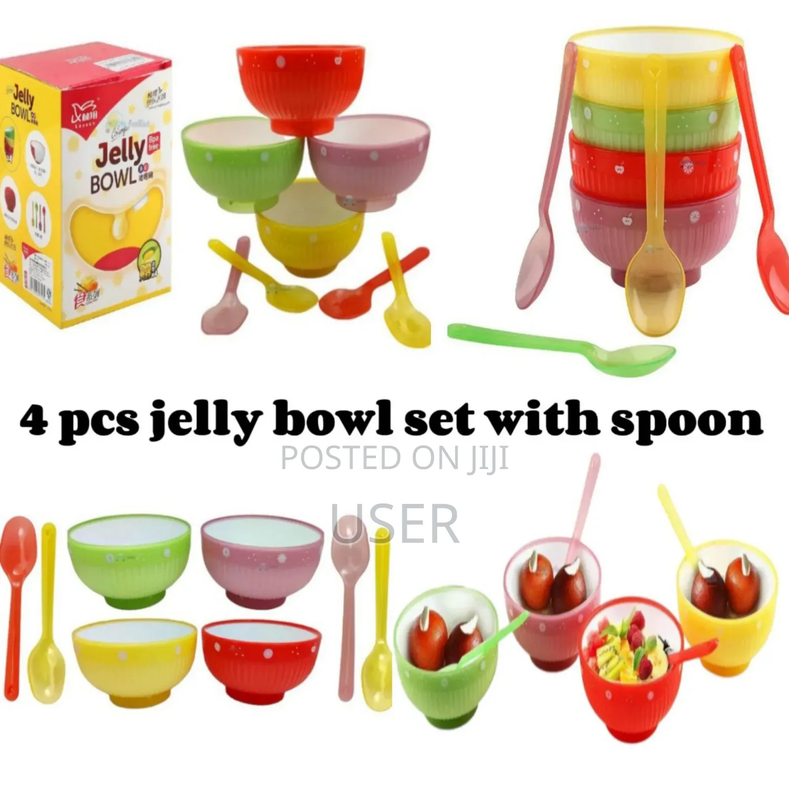 4 PCS Jelly Bowl Set With Spoon