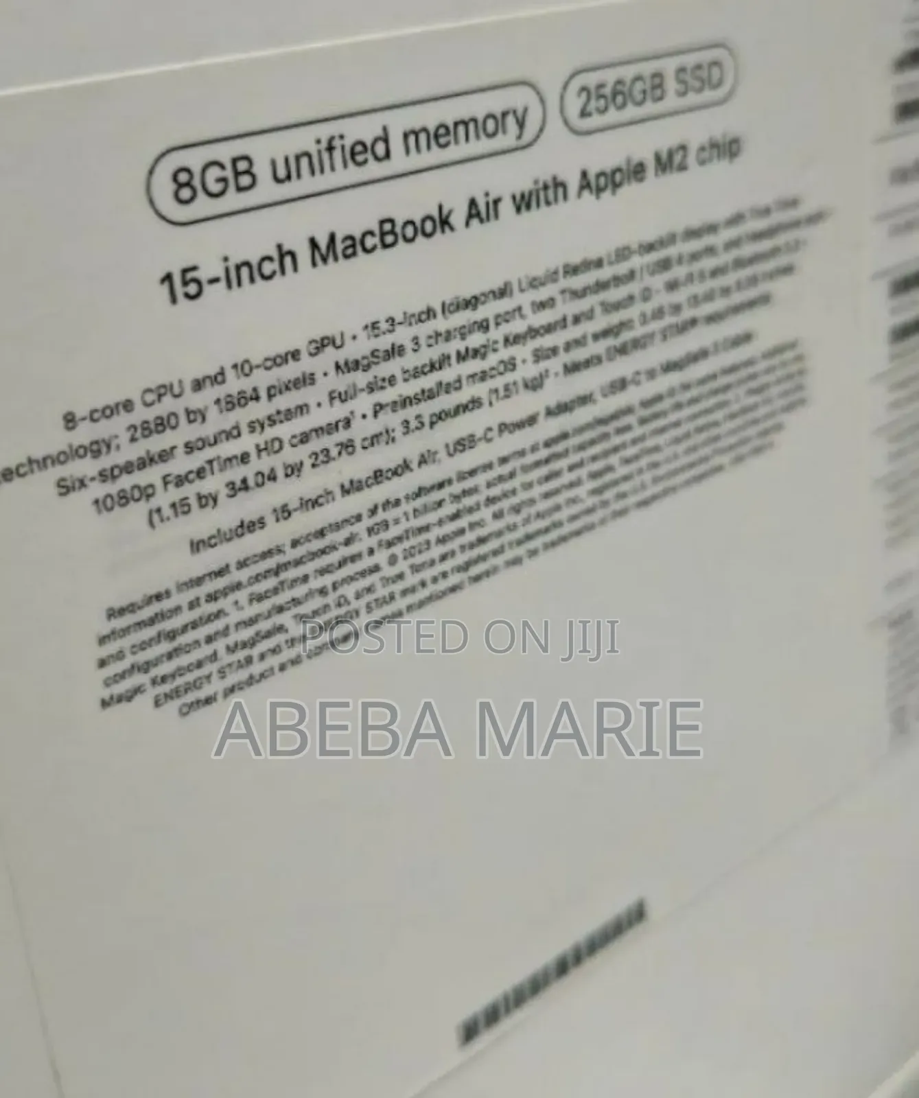 New Laptop Apple MacBook Air 2022 M2 8GB Apple M2 SSD 256GB