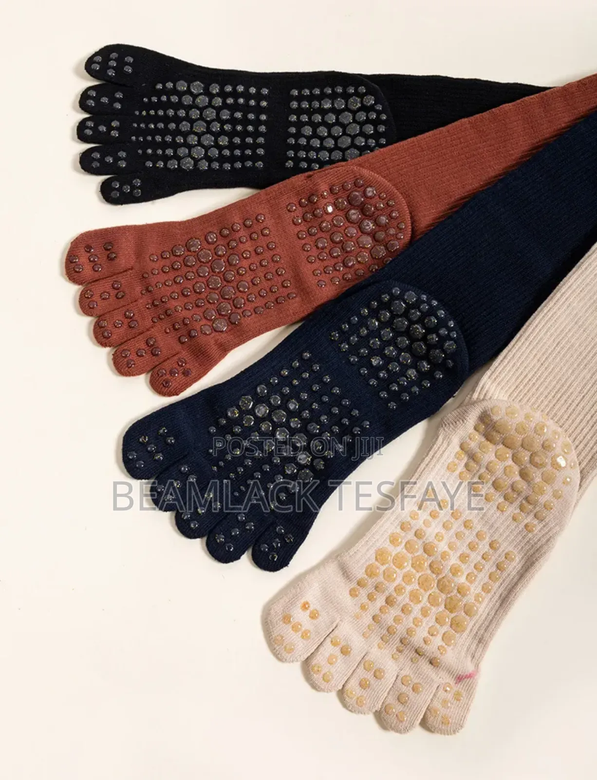 1pair Lengthened Sweat-Absorbing Non-Slip Five-Finger Socks