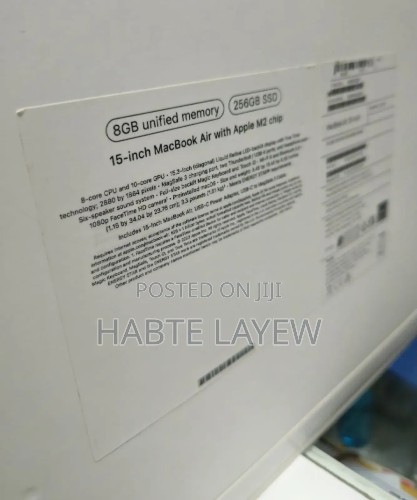 New Laptop Apple MacBook Air 2023 M2 8GB Intel Core M2 SSD 256GB