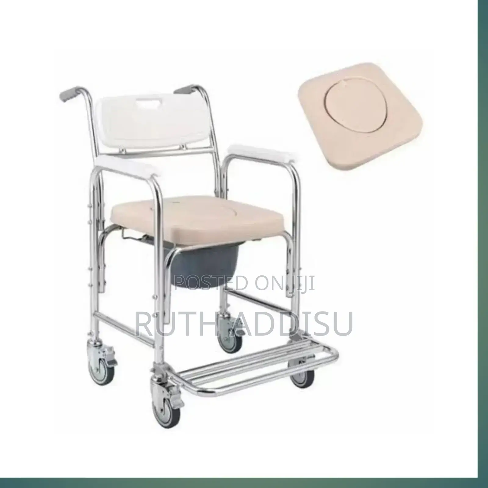 Commode Four Wheel Chair Medical Wheelchair New ባለ ጎማ ፖፖ