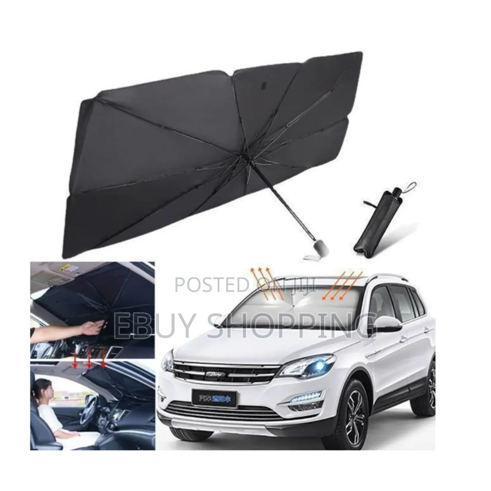 Uv Sun and Heat Reflector Foldable Car Sunshade Umbrella